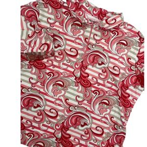 Icikuls Womens XL‎ Pink Paisley Striped Quarter Zip Long Sleeve Golf Top Mesh